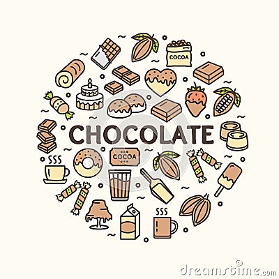 Chocolate Round Design Template Contour Lines Icon Concept. Vector Vector Illustration