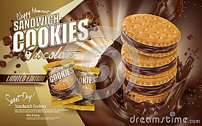 Chocolate sandwich cookies Vector Illustration