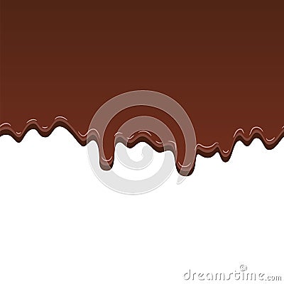 Chocolate seamless pattern. Drip dark chocolate isolated white background. Sweet melting food. Dripping 3d liquid design Vector Illustration