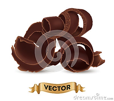 Chocolate shavings on white background Vector Illustration