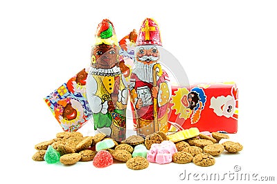 Chocolate Sinterklaas and black pete Stock Photo