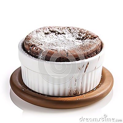 Chocolate Souffle Cake on white background, Generative AI Stock Photo