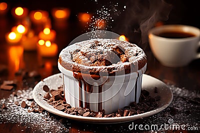 Chocolate Souffle tasty dessert background Stock Photo