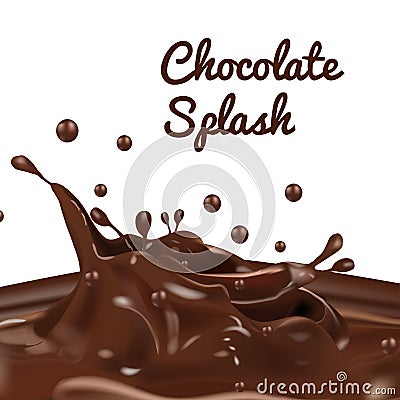 Chocolate splash with drop and real feel Vector Illustration