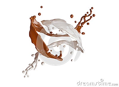 Chocolate splash white and brown with clipping path Stock Photo