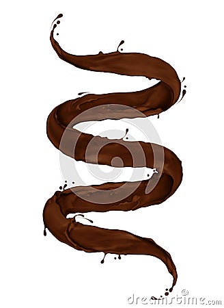 Chocolate splashes twisted in the shape of a spiral Stock Photo