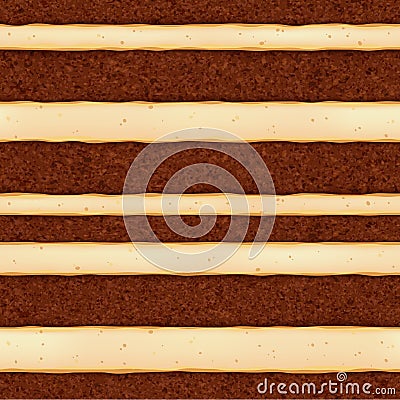 Chocolate sponge cake background. Colorful seamless texture. Vector Illustration