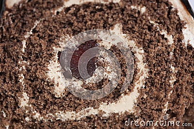 Chocolate sponge roll dessert Stock Photo