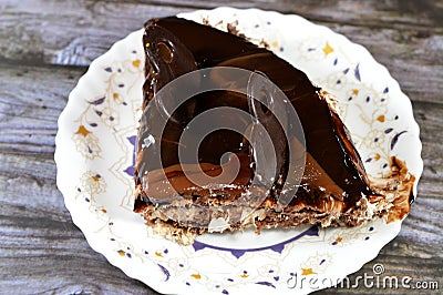 chocolate spongy creamy cake for celebrations from a birthday cake, biscuits and cream, hazelnut chocolate spread, chocolate, Stock Photo
