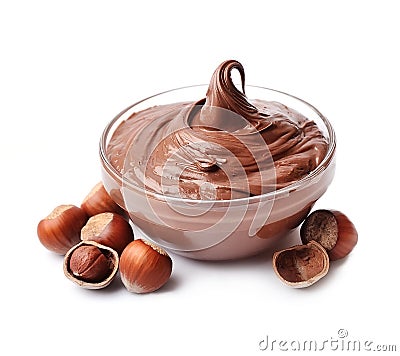 Chocolate spread with hazelnuts. Nutella Stock Photo