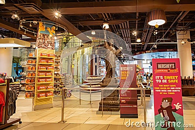 Chocolate Statue of Liberty display in the Hershey`s Chocolate World Editorial Stock Photo