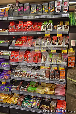 Chocolate on store shelves Editorial Stock Photo
