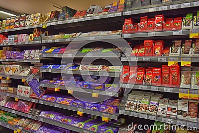 Chocolate on store shelves Editorial Stock Photo