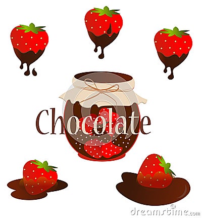 Chocolate strawberries Vector Illustration