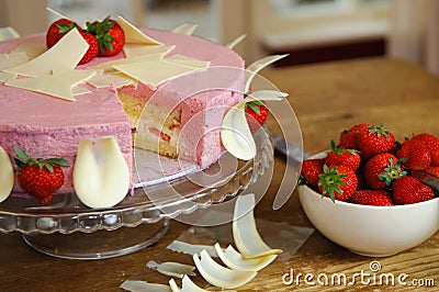 Chocolate strawberry cake Stock Photo