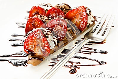 Chocolate strawberry crepe Stock Photo