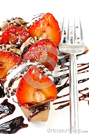 Chocolate strawberry crepe Stock Photo