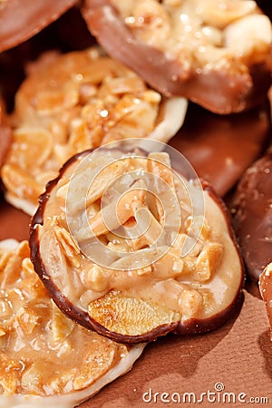 Chocolate sweets with almond Stock Photo