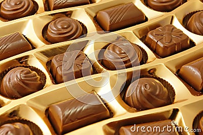 Chocolate sweets in an box Stock Photo