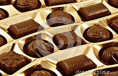 Chocolate sweets in box Stock Photo