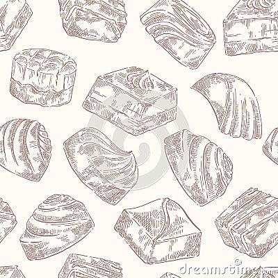 Chocolate sweets pattern sketch Vector Illustration