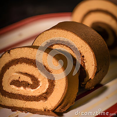 Chocolate Swiss Roll Stock Photo