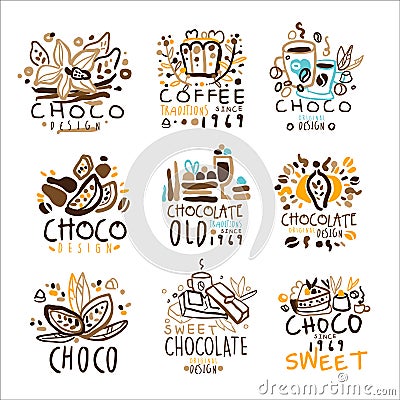 Chocolate Traditions Colorful Graphic Design Template Logo Series,Hand Drawn Vector Stencils Vector Illustration