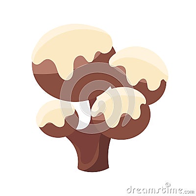 Chocolate tree covered with white icing. Colorful cartoon vector Illustration Vector Illustration