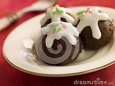 Chocolate truffle Christmas Puddings Stock Photo