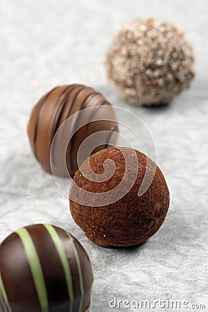 Chocolate truffles and pralines Stock Photo
