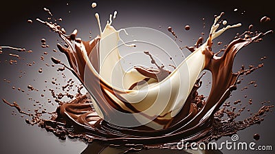 Chocolate and vanilla create striking, dramatic splashes Stock Photo