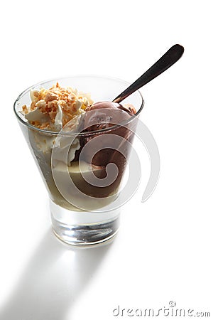 Chocolate vanilla ice cream Stock Photo