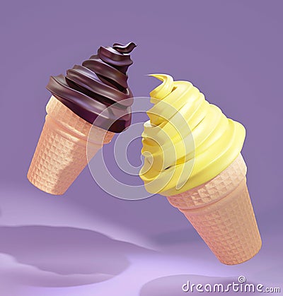 chocolate and vanilla lemon ice cream Stock Photo