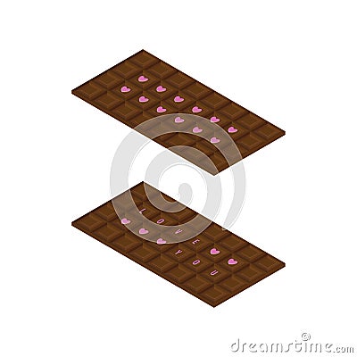 Chocolate vector with isometric design and love letters and icon illustration inside Vector Illustration