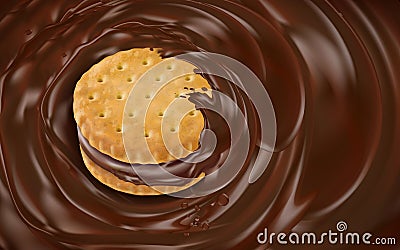 Chocolate vortex and cookie Vector Illustration
