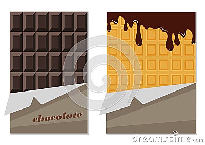 Chocolate and wafer. Animation. Vector Illustration