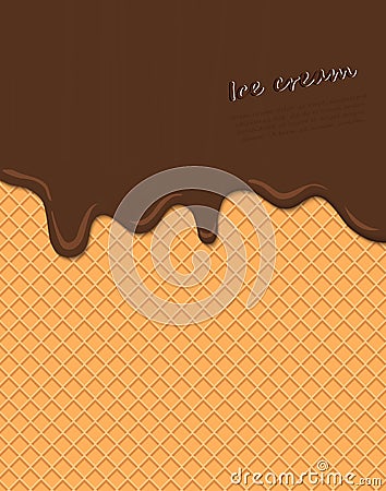 Chocolate Wafer Cream Melted on Wafer Background : Vector Illustration - Vector Vector Illustration