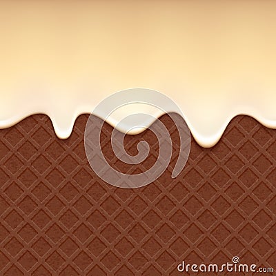 Chocolate wafer and flowing vanilla cream - vector Vector Illustration