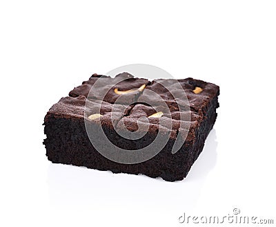 chocolate walnut brownies on white background. Stock Photo