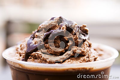 Chocolate whip cream - light background Stock Photo