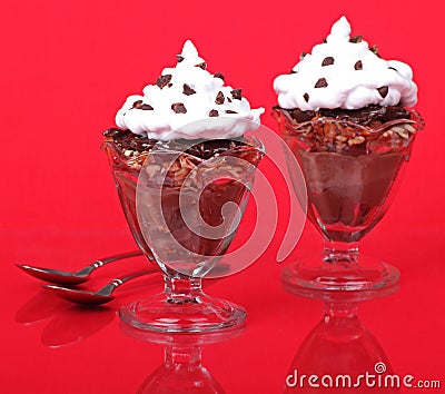 Chocolate Whipped Cream Dessert Stock Photo