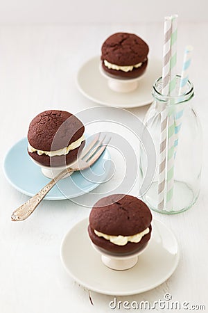 Chocolate whoopie pies Stock Photo