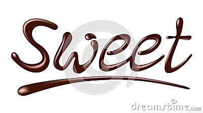 Chocolate word sweet, realistic vector illustration Vector Illustration