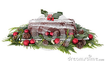 Chocolate Yule Log Stock Photo