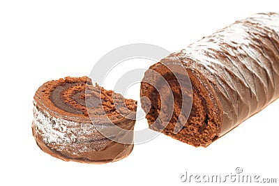 Chocolate yule log Stock Photo