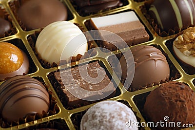 Chocolates in a box Stock Photo