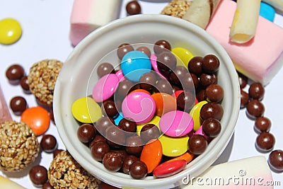 Chocolates in different flavors and colors Stock Photo
