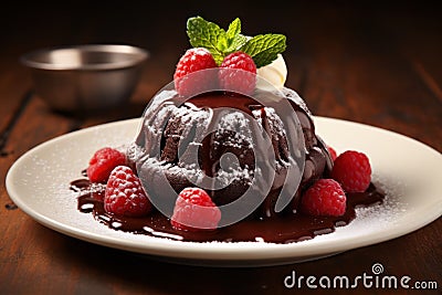 Chocolatey Lava cake. Generate ai Stock Photo