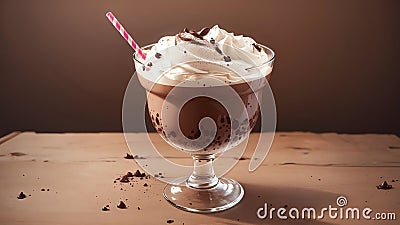 Chocolicious Euphoria Milkshake Glass Overflowing with Chocolate Bliss for National Chocol.AI Generated Stock Photo