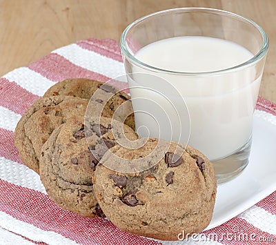 Chocoloate chip and pecan cookies Stock Photo
